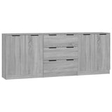 3 Piece Sideboards Grey Sonoma Engineered Wood - Front View