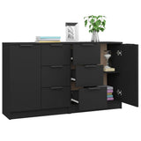 Sideboards 2 pcs Black 60x30x70 cm Engineered Wood - Top-Down View