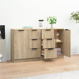 Sideboards 2 pcs Sonoma Oak 60x30x70 cm Engineered Wood - Side View