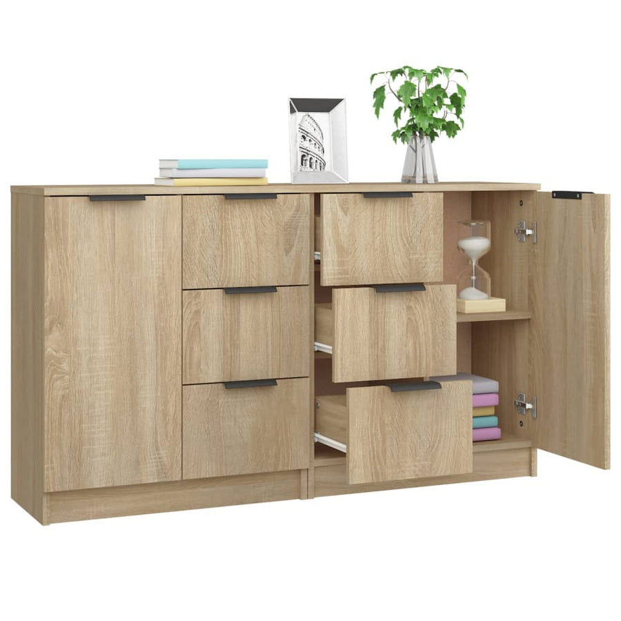 Sideboards 2 pcs Sonoma Oak 60x30x70 cm Engineered Wood