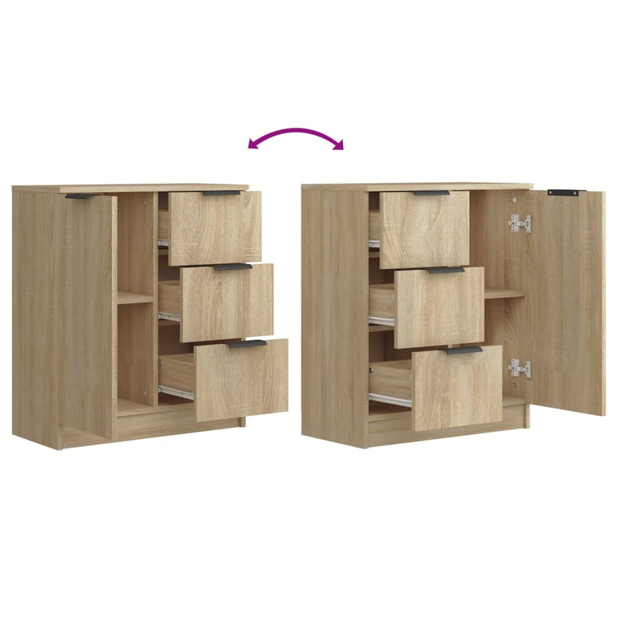 Sideboards 2 pcs Sonoma Oak 60x30x70 cm Engineered Wood