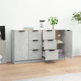 Sideboards 2 pcs Concrete Grey 60x30x70 cm Engineered Wood - Side View