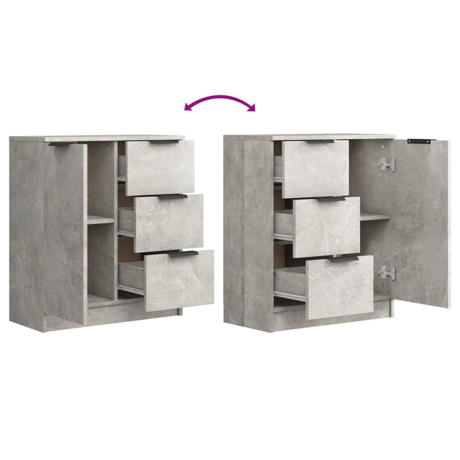 Sideboards 2 pcs Concrete Grey 60x30x70 cm Engineered Wood