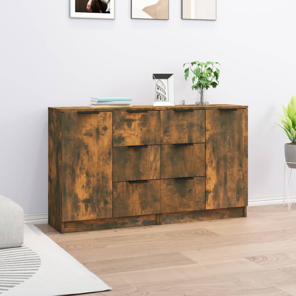 Sideboards 2 pcs Smoked Oak 60x30x70 cm Engineered Wood