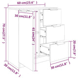 Sideboards 2 pcs Grey Sonoma 60x30x70 cm Engineered Wood