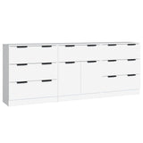 3 Piece Sideboards White Engineered Wood - Front View
