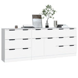 3 Piece Sideboards White Engineered Wood - Side View