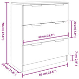 3 Piece Sideboards White Engineered Wood - Rear View