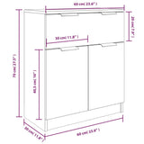 3 Piece Sideboards White Engineered Wood - Close-Up Angle