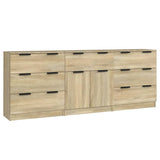 3 Piece Sideboards Sonoma Oak Engineered Wood - Front View
