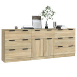3 Piece Sideboards Sonoma Oak Engineered Wood - Side View