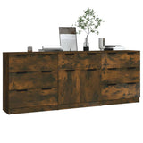 3 Piece Sideboards Smoked Oak Engineered Wood - Side View