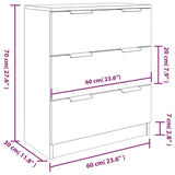 3 Piece Sideboards Smoked Oak Engineered Wood - Rear View