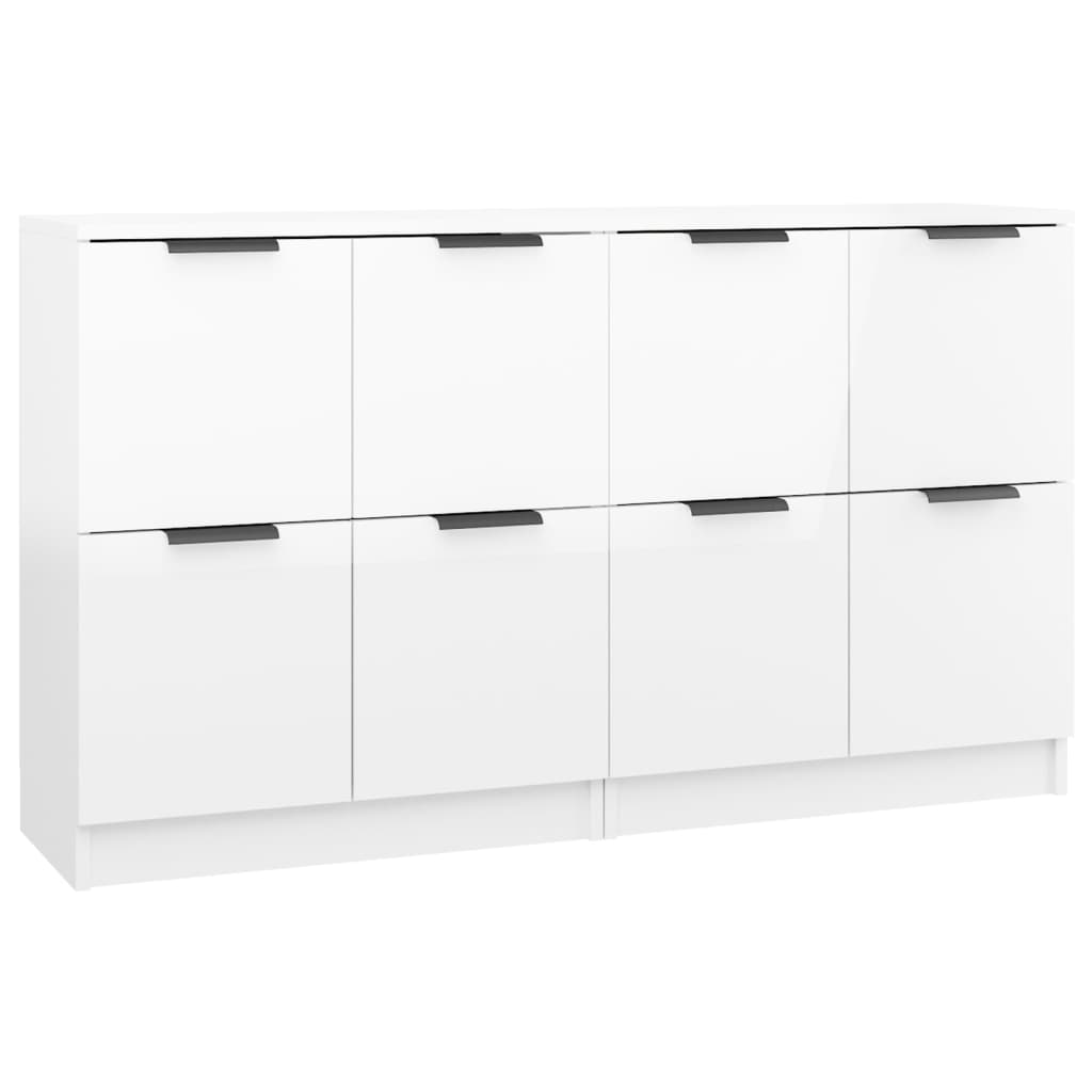 Sideboards 2 pcs High Gloss White 60x30x70 cm Engineered Wood