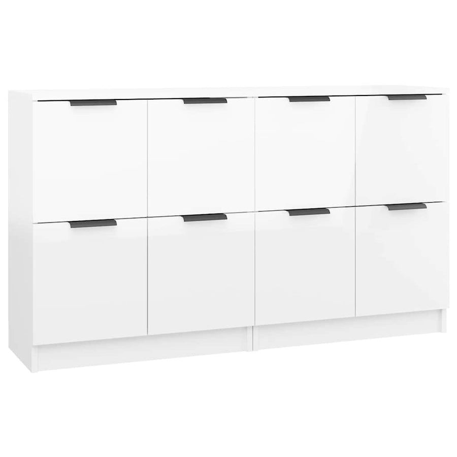 Sideboards 2 pcs High Gloss White 60x30x70 cm Engineered Wood