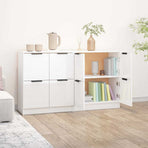 Sideboards 2 pcs High Gloss White 60x30x70 cm Engineered Wood