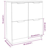 Sideboards 2 pcs Brown Oak 60x30x70 cm Engineered Wood - Close-Up Angle