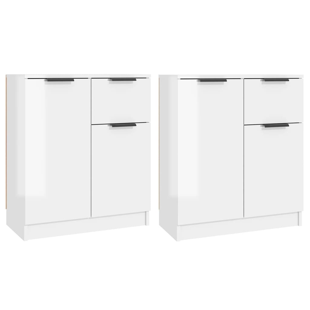 Sideboards 2 pcs High Gloss White 60x30x70 cm Engineered Wood