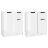 Sideboards 2 pcs High Gloss White 60x30x70 cm Engineered Wood