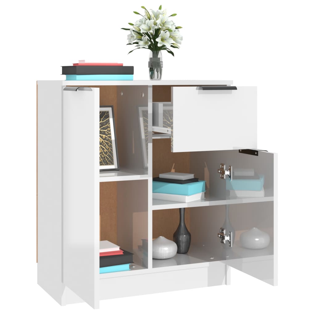 Sideboards 2 pcs High Gloss White 60x30x70 cm Engineered Wood