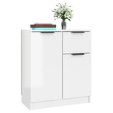 Sideboards 2 pcs High Gloss White 60x30x70 cm Engineered Wood - 45-Degree Angle