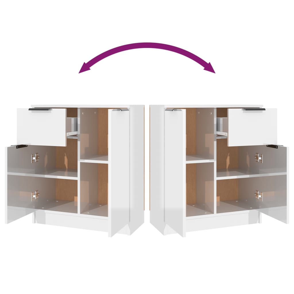 Sideboards 2 pcs High Gloss White 60x30x70 cm Engineered Wood
