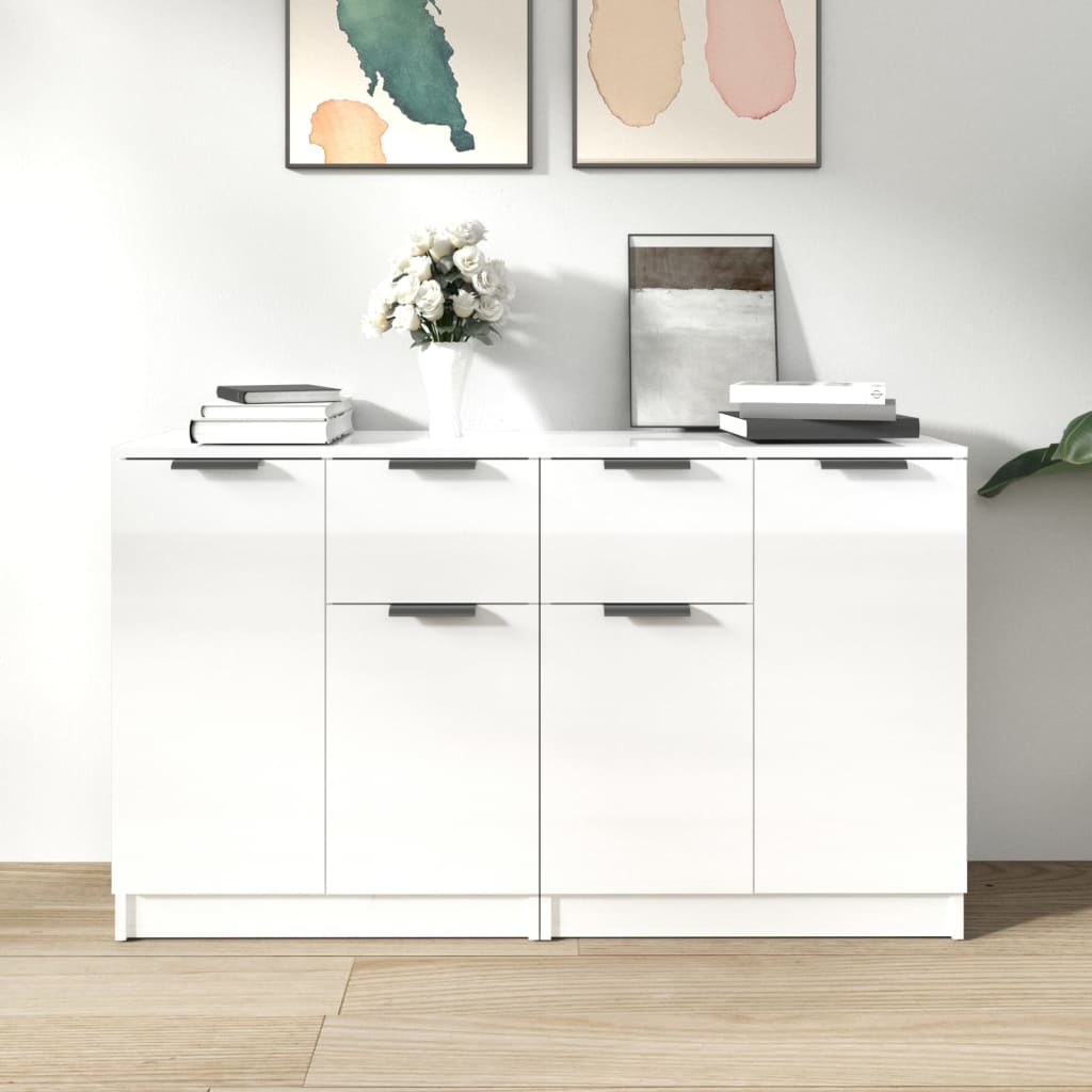 Sideboards 2 pcs High Gloss White 60x30x70 cm Engineered Wood