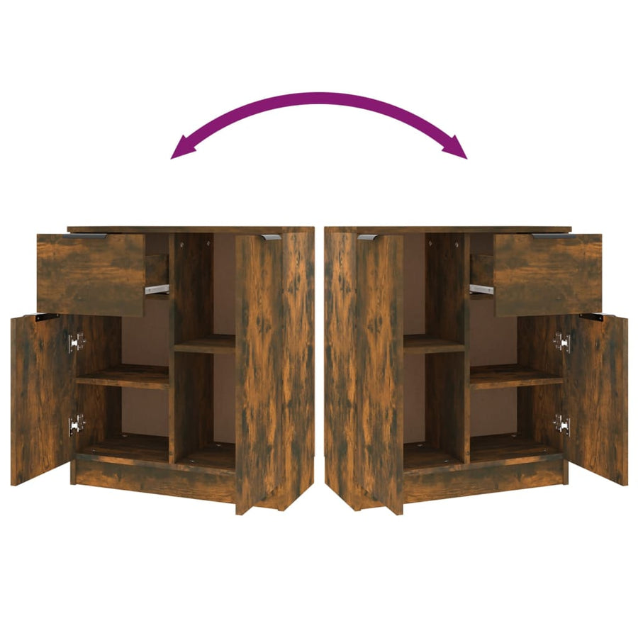 Sideboards 2 pcs Smoked Oak 60x30x70 cm Engineered Wood