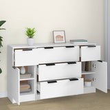 3 Piece Sideboard Set White Engineered Wood - Side View