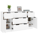 3 Piece Sideboard Set White Engineered Wood - Top-Down View