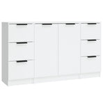Sideboards 3 pcs White Engineered Wood