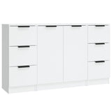 Sideboards 3 pcs White Engineered Wood - Front View