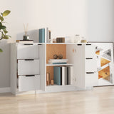 Sideboards 3 pcs White Engineered Wood - Side View
