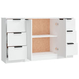 Sideboards 3 pcs White Engineered Wood - Rear View