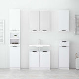 5 Piece Bathroom Cabinet Set White Engineered Wood - Side View
