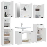 5 Piece Bathroom Cabinet Set White Engineered Wood - Top-Down View