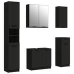 5 Piece Bathroom Cabinet Set Black Engineered Wood