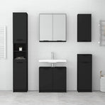 5 Piece Bathroom Cabinet Set Black Engineered Wood
