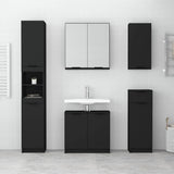 5 Piece Bathroom Cabinet Set Black Engineered Wood - Side View