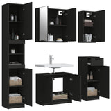 5 Piece Bathroom Cabinet Set Black Engineered Wood