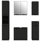 5 Piece Bathroom Cabinet Set Black Engineered Wood - 45-Degree Angle