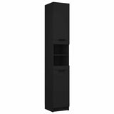 5 Piece Bathroom Cabinet Set Black Engineered Wood