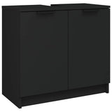 5 Piece Bathroom Cabinet Set Black Engineered Wood