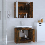 2 Piece Bathroom Cabinet Set Smoked Oak Engineered Wood