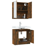 2 Piece Bathroom Cabinet Set Smoked Oak Engineered Wood - Top-Down View