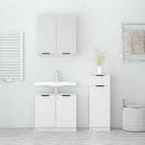 3 Piece Bathroom Cabinet Set White Engineered Wood - Side View