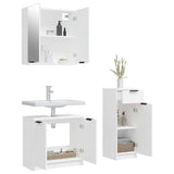 3 Piece Bathroom Cabinet Set White Engineered Wood - Top-Down View