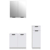 3 Piece Bathroom Cabinet Set White Engineered Wood - 45-Degree Angle