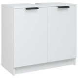 3 Piece Bathroom Cabinet Set White Engineered Wood - Close-Up Angle