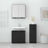 3 Piece Bathroom Cabinet Set Black Engineered Wood